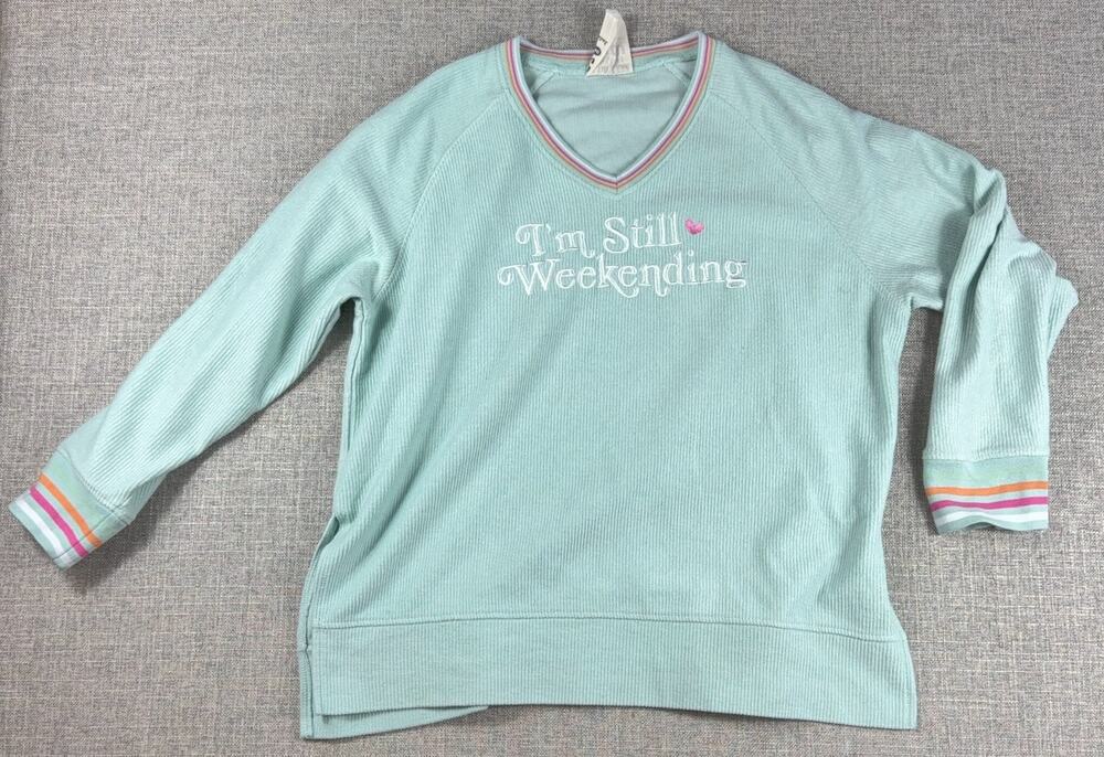 Preppy Mint Ribbed Weekending Sweatshirt Jadelynn Brooke XL